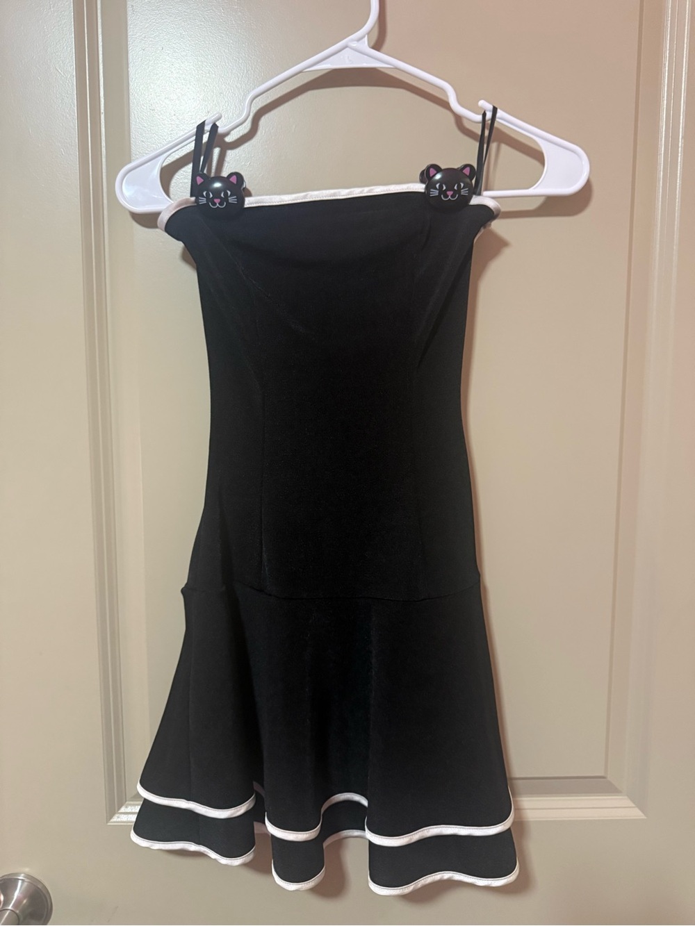 Motel Rocks Black Strapless Dress with White Trim